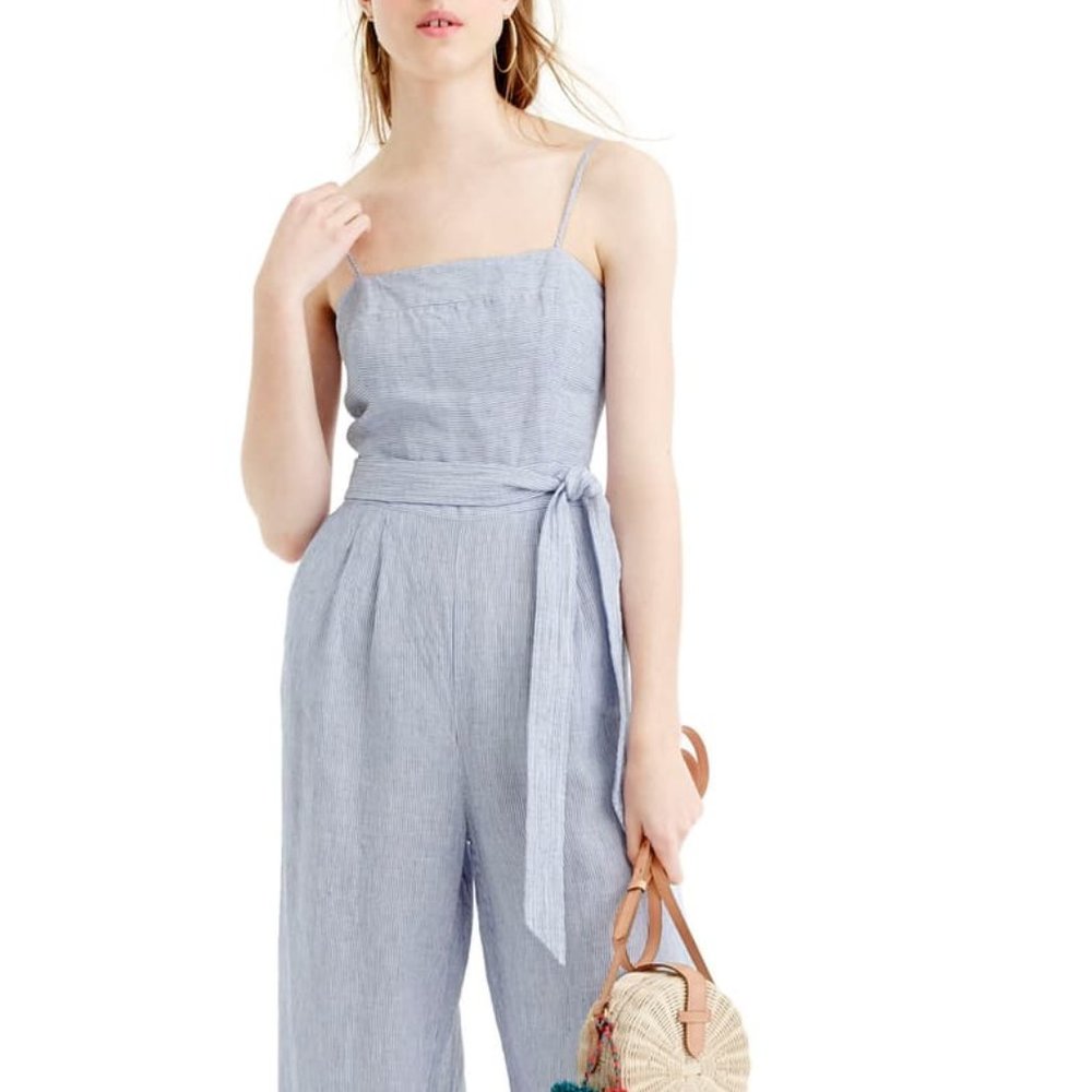 J. Crew Linen Striped Jumpsuit